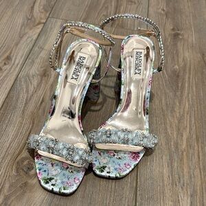 Badgley Mischka Multicolor Floral Heels with Embellishments